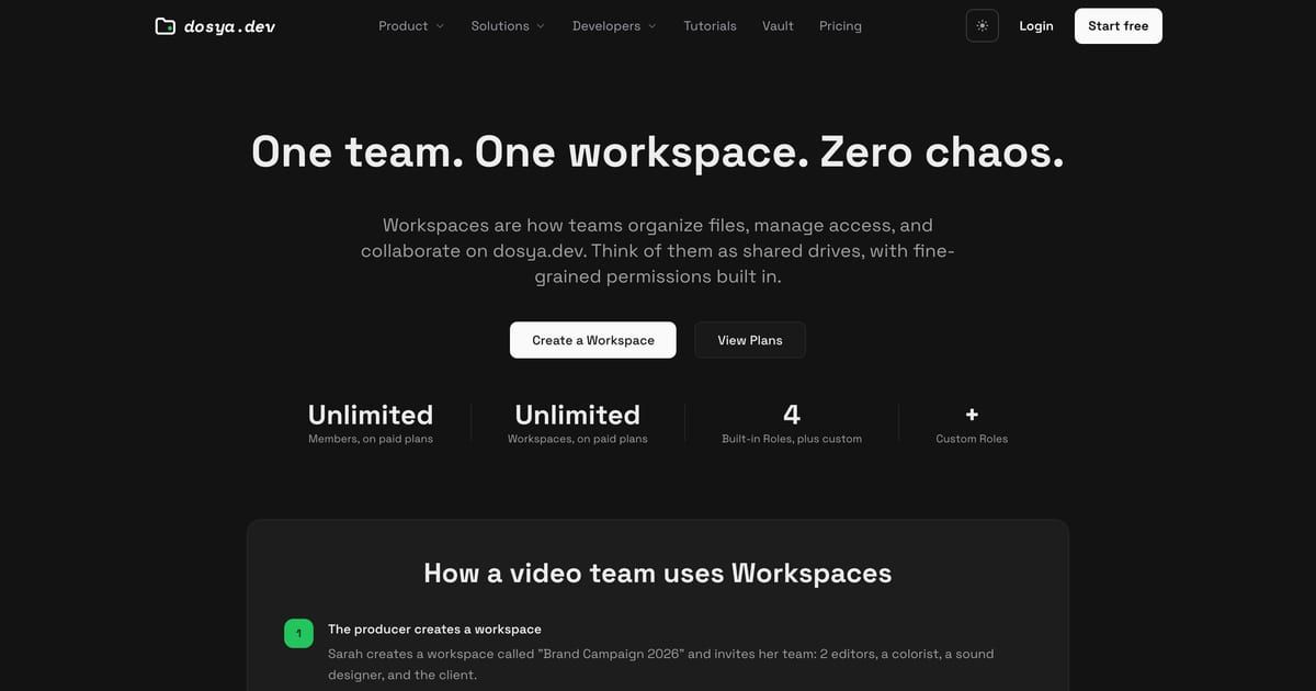 Team File Storage Workspaces for Collaboration | dosya.dev